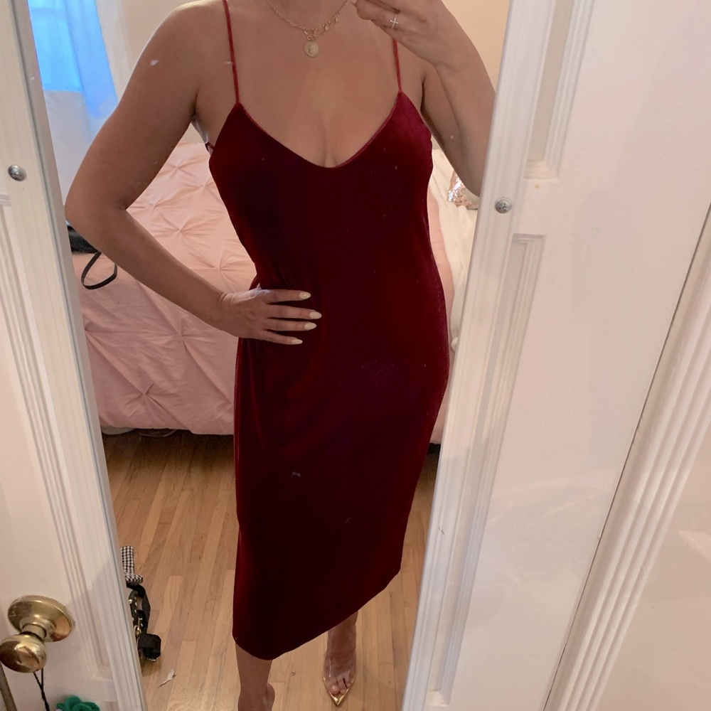 Red Velvet Midi Dress